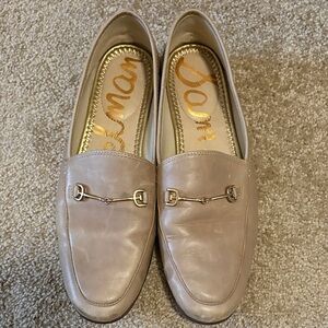 Sam Edelman Women's Beige Loafers with Gold Accent